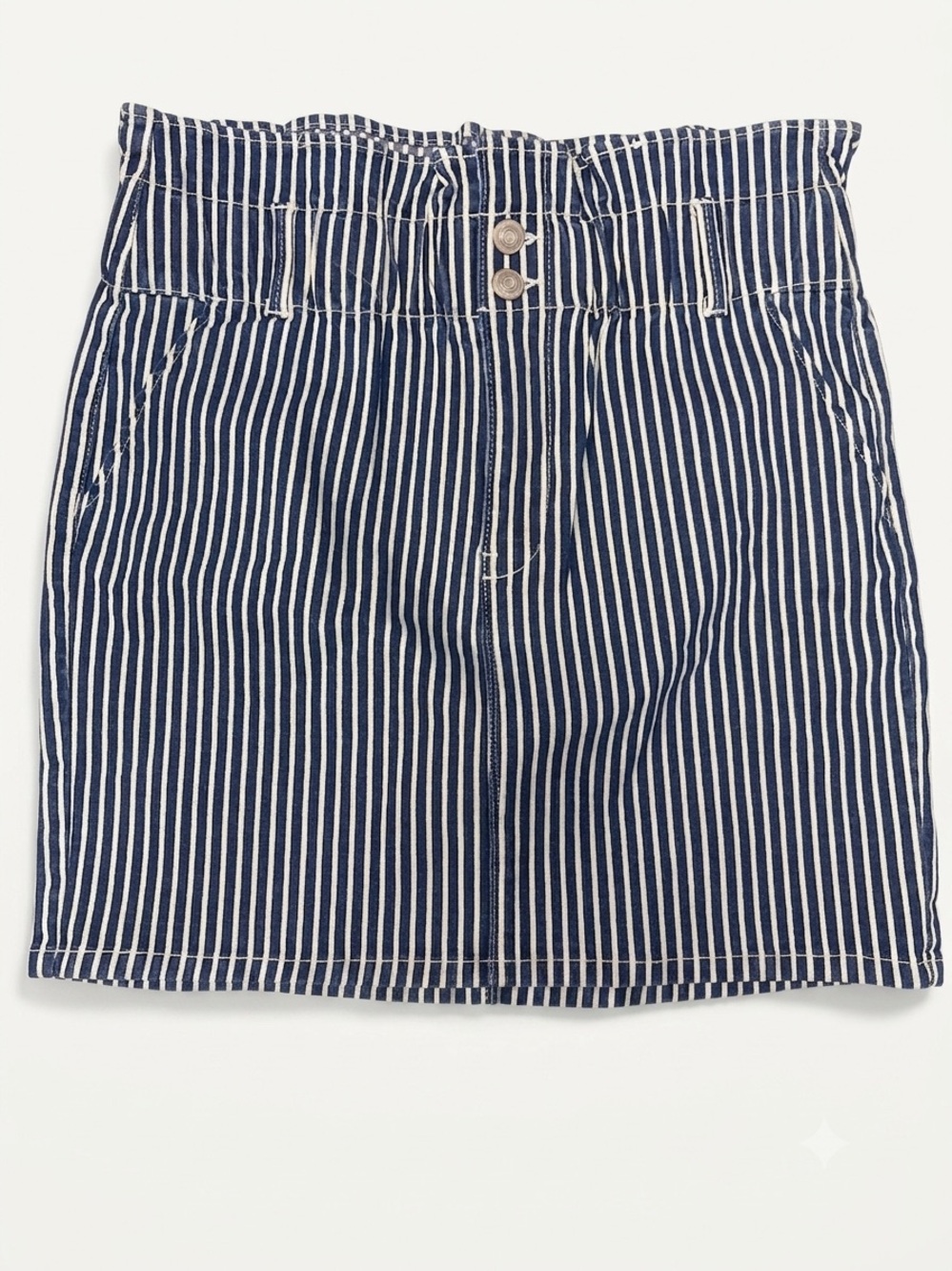 Striped Navy and White Denim Skirt